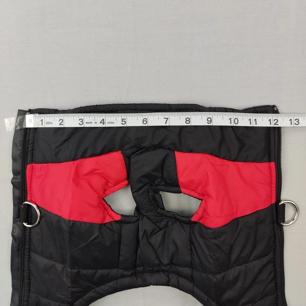Unbranded Dog Jacket Unisex Medium Black Red Puffer Vest Harness D-Rings Quilted